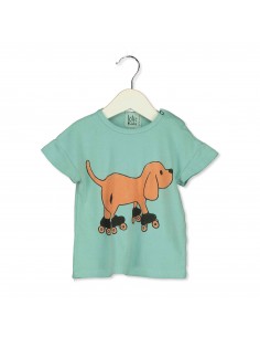 Baby Tshirt Skating Dog Seagreen - Lotiekids