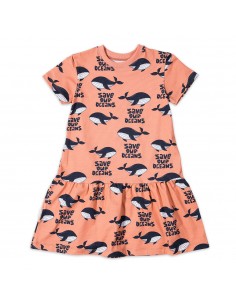 Dress Whales on Coral Pink...
