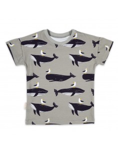 Classic Tshirt Whales on Grey - Malinami