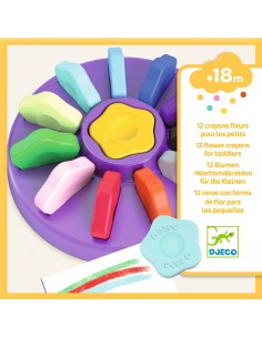 12 Flower Crayons for Toddlers - Djeco