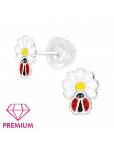 Oorstekers Premium Ladybug on Flower - K'Bouter