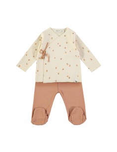 Wrap Top/Footed Pants LIttle Fruits Cinnamon - Babyclic