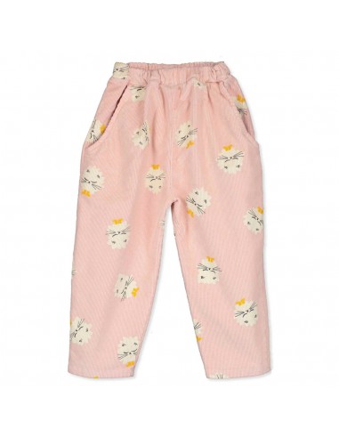 Corduroy Wide Pants Kittens in Boots Rose - Lötiekids