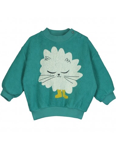 Baby Teddy Sweatshirt Kitten in Boots Green - Lötiekids