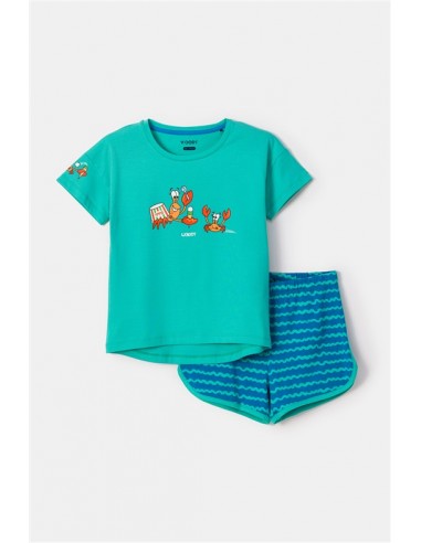 Hermien Pyjama SS Turquoise - Woody